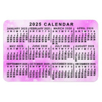 2025 Monatlicher Kalender Rosa Aquarellsterne