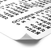 2025 Monatlicher Kalender weiß | Benutzerdefiniert Poster (Ecke)