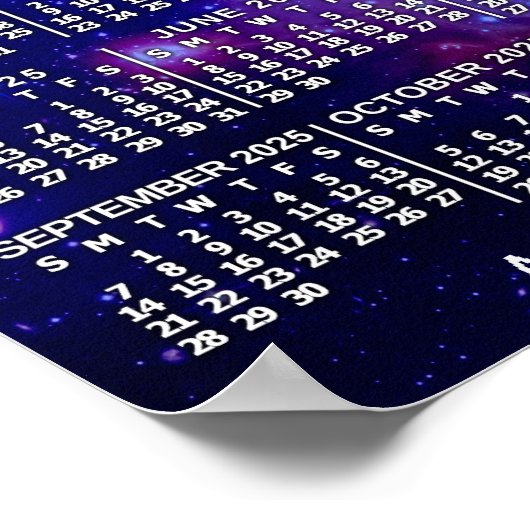 2025 Monatlicher Kalendernebel 3 Fotos Poster (Ecke)