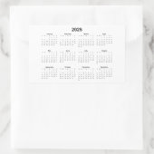 2025 Monatlicher rechteckiger Kalender Aufkleber (Tasche)