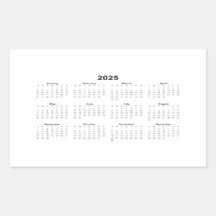 2025 Monatlicher rechteckiger Kalender Aufkleber