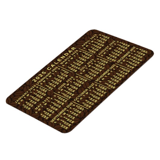 2025 Monatskalender Dunkle Kaffeebohnen Magnet (Linke Seite)