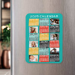 2025 Monatskalender FotoCollage Modern Magnet<br><div class="desc">Dieser personalisierte Monatskalender für 2025 hat einen zeitgemäßen geometrischen Look mit asymmetrischen Farbblöcken und ausgeschnittener Papiertypografie. Verwenden Sie die einfachen Vorlagen, um sechs Ihrer Lieblings-Fotos hinzuzufügen (die horizontale Arbeit ist am besten, aber alle Formen passen sich automatisch an die Rahmen an). Dieser lebendige, ultra-Mod Kalender wird Ihnen helfen, das neue...</div>