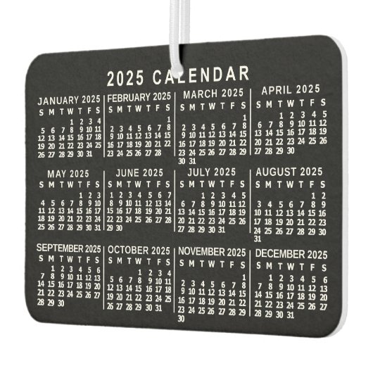2025 Monatskalender Klassisch Schwarz/Weiß Autolufterfrischer (Links)