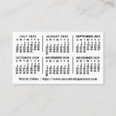 2025 Monatskalender Klassischer benutzerdefinierte Visitenkarte (Rückseite)