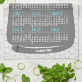 2025 Monatskalender Mittelalter Graue Katze Geschirrtuch (Gefaltet)