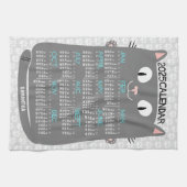 2025 Monatskalender Mittelalter Graue Katze Geschirrtuch (Horizontal)