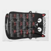 2025 Monatskalender Mittelalterliche Schwarze Katz Geschirrtuch (Horizontal)