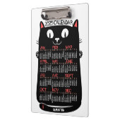 2025 Monatskalender Mittelalterliche Schwarze Katz Klemmbrett (Links)