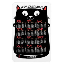 2025 Monatskalender Mittelalterliche Schwarze Katz Magnet