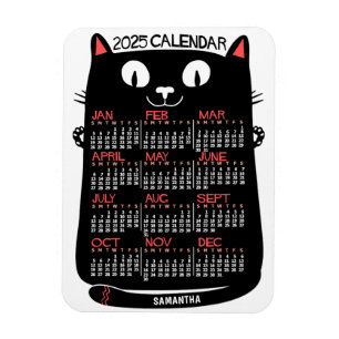 2025 Monatskalender Mittelalterliche Schwarze Katz Magnet