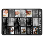2025 Monatskalender Mod Schwarzes FotoCollage Magnet (Horizontal)
