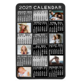 2025 Monatskalender Mod Schwarzes FotoCollage Magnet (Vertikal)