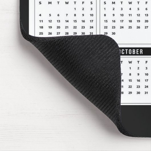 2025 Monatskalender Modernes Schwarz-weiß Mousepad (Ecke)
