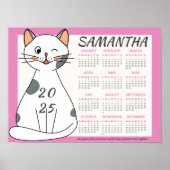 2025 Monatskalender Niedlich Pink Katze Poster (Vorne)