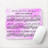 2025 Monatskalender Pink Wasserfarbe Custom Mousepad (Mit Mouse)