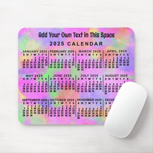 2025 Monatskalender Regenbogen der Malerei Custom Mousepad (Mit Mouse)