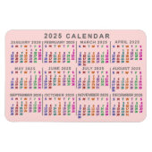 2025 Monatskalender Rosa Farbe rot Magnet (Horizontal)