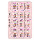 2025 Monatskalender Rosa Farbe rot Magnet (Vertikal)