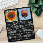 2025 Monatskalender Schwarz Angepasste 2 Fotos Mousepad<br><div class="desc">Dieses 2025 Jahr 2-Foto und Sondertext personalisierten monatlichen Kalenderwoche Mousepad / Mousemat zeigt die Wochentage für jeden Monat in klassisch, beruflich aussehend weiß auf schwarzem Hintergrund. Dies ist ein einfaches, kühn-jähriges Kalendermousepad, das Ihnen hilft, das neue Jahr zu erobern. Mit diesem leicht lesbaren, großen Druckkalender können Sie sich jederzeit das...</div>