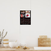 2025 Monatskalender Schwarz Custom 3 Fotos Poster (Küche)