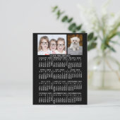 2025 Monatskalender Schwarz | Fotovorlage Postkarte (Stehend Vorderseite)