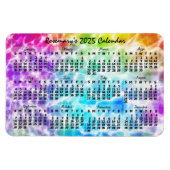 2025 Monatskalender Tiedye Hippie Rainbow Magnet (Horizontal)