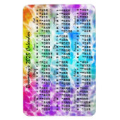 2025 Monatskalender Tiedye Hippie Rainbow Magnet (Vertikal)