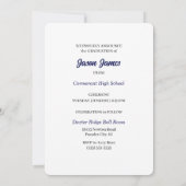 2025 Navy Blue and White Foto Abschluss Einladung (Rückseite)