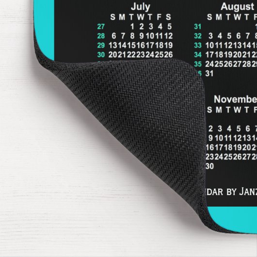 2025 Neon 52 Weeks ISO Kalender von Janz Two Tone Mousepad (Ecke)