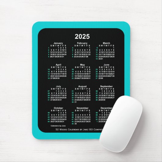 2025 Neon 52 Weeks ISO Kalender von Janz Two Tone Mousepad (Mit Mouse)