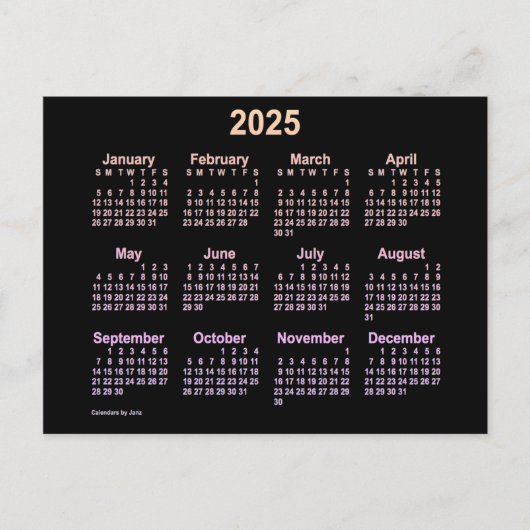 2025 Neon Ipanema Mini Kalender von Janz Postkarte (Vorderseite)