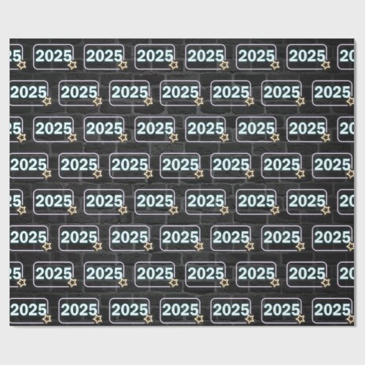 2025 Neon Sign on Brick Geschenkpapier (Flach)