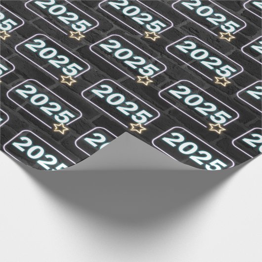 2025 Neon Sign on Brick Geschenkpapier (Ecke)