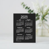2025 Neon White 6 Month Mini Kalender von Janz Postkarte (Stehend Vorderseite)