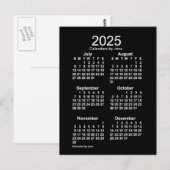 2025 Neon White 6 Month Mini Kalender von Janz Postkarte (Vorne/Hinten)