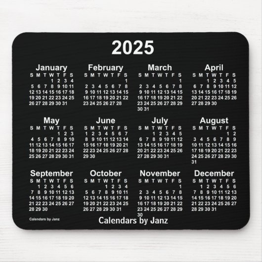 2025 Neon White Calendar von Janz Mouse Pad Mousepad (Vorne)