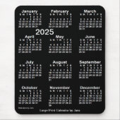 2025 Neon White Large Print Calendar von Janz Mousepad (Vorne)
