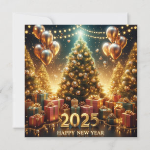 2025 Neues Jahr in goldenen Lichtern Feiertagskarte