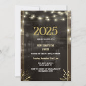 2025 Neues Jahr Schwarzes Gold Modernes benutzerde Einladung (Vorderseite)