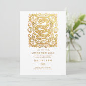 2025 Neujahr des Schlangen-Weißgolden-Party Einladung (Stehend Vorderseite)