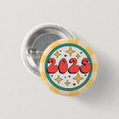 2025 Neujahrs-Groovy-Cartoon-Text Button (Vorne & Hinten)