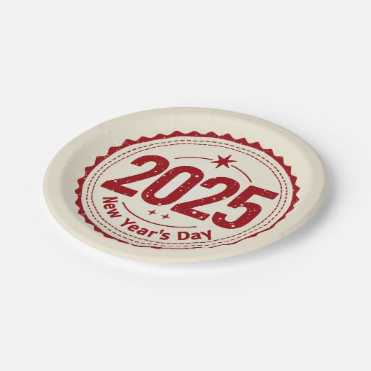 2025 Neujahrstagungspapier Pappteller (Schrägansicht)