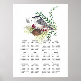 2025 Niedlicher Nuthatch-Poster-Kalender Poster