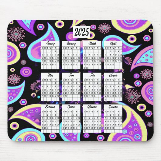2025 Paisley-Designkalender Mousepad (Vorne)