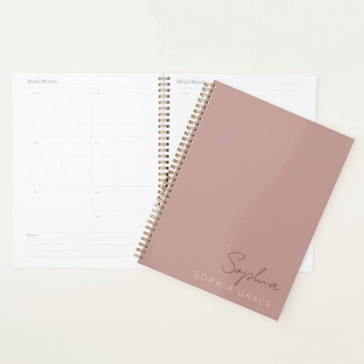 2025 Personalisierte moderne Script Dusty Rose Planer (Anzeige)
