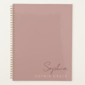 2025 Personalisierte moderne Script Dusty Rose Planer (Vorderseite)