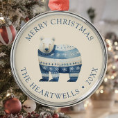 2025 Personalized Blue Polar Bear Merry Christmas Ornament Aus Metall