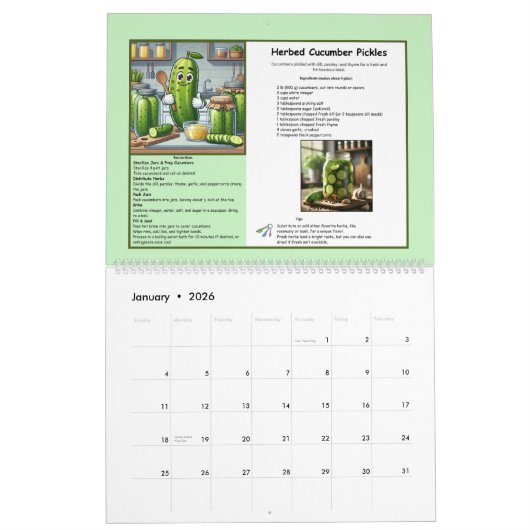 2025 Pickle Calendar mit Rezepten Kalender (Jan 2026)