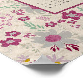 2025 Pink Gray Floral Muster Kalender Poster (Ecke)